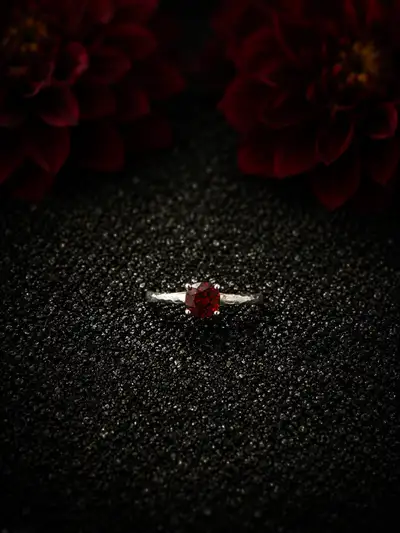 Silver Ring with Red Garnet, View more