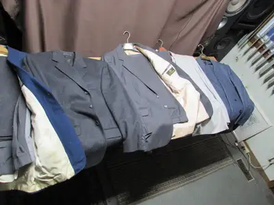 Men's suits size 40 / 42 jackets 34 / 36 pants 33 inseams, View more