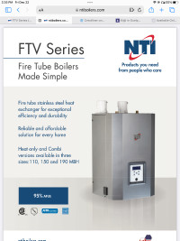 New NTI FTV190C combi boiler , high efficiency wall mount