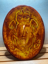 Native Bear Oval Plate Boma Canada Vancouver BC Rusty Brown Cera