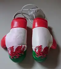 Vintage Wales Flag Miniature Boxing Gloves for Car or Home