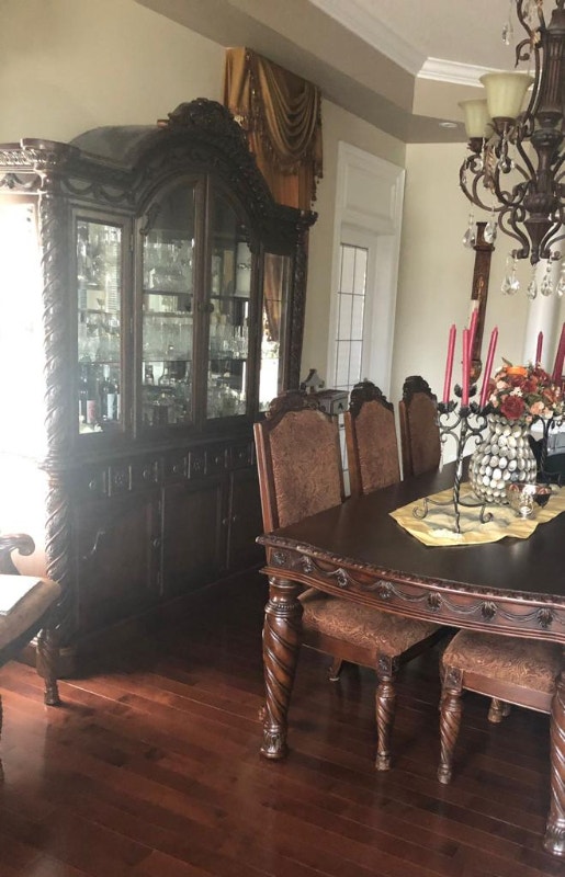 Cherry Wood Buffet & Hutch China by Ashley Furniture Hutches & Display