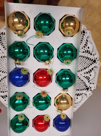 Vintage 15 Holiday Time Glass ChristmasTree Balls