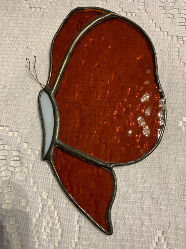 Stain glass suncatcher - amber glass butterfly design - $18.00 in Arts & Collectibles in Oshawa / Durham Region