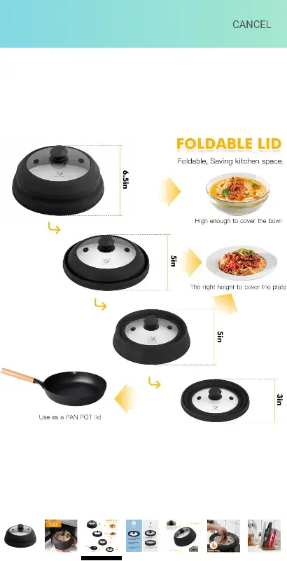 Collapsible Microwave Splatter Cover in Kitchen & Dining Wares in City of Toronto - Image 4
