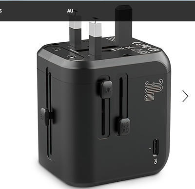 USB Universal Travel Adapter Offers 3X 3.0A USB-C Ports, 2X 2.4A, View more