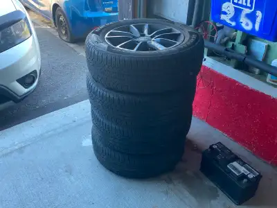 Im selling used tires and wheels still has good tread left the set of 4 are being sold tire and whee...