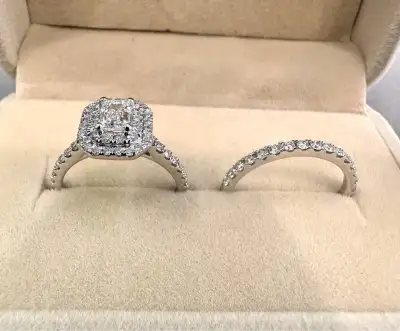 Canadian Diamonds double halo wedding set in 14k 1.50CTW E-SI2, View more