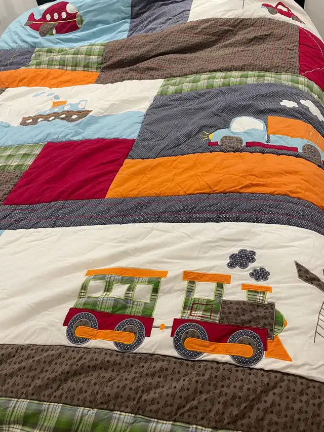 kids double size bed set,transportation theme, quilt /comforter,