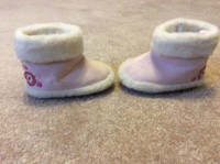Pink & White Baby Girl Winter Booties - Size Small