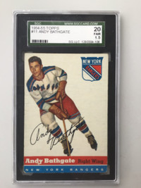 ANDY BATHGATE ... 1954-55 Topps ... FIRST TOPPS CARD ... SGC 1.5