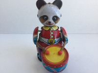 Vintage Wind-Up Tin Toy Panda Bear Drummer