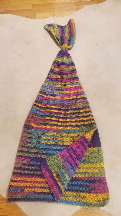Colorful Crochet Mermaid Tail Blanket with starfish, View more