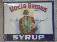 Uncle Remus brand Syrup repro tin sign 16 x 12 in original pkg