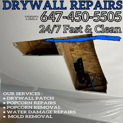 Drywall Repairs- Damage Hole, Water Leak, Smooth, Popcorn repair, View more