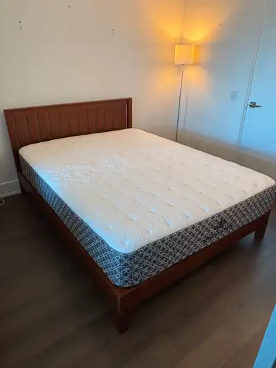 Queen Wood Bed Frame with Cooling Memory-Foam Mattress, View more