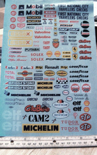 waterslide model car decal sheet Race Rally F1 1/24 to 1/18