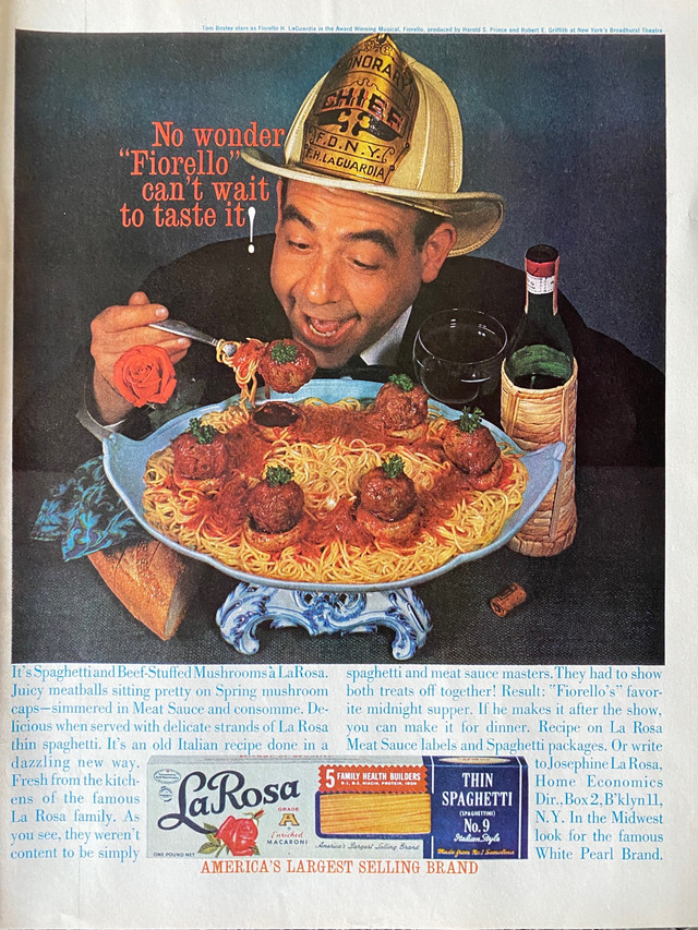 1960 La Rosa Spaghetti w/Fireman Original Ad  in Arts & Collectibles in North Bay
