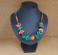 Colorful Vintage Bead Necklace with Curved pieces