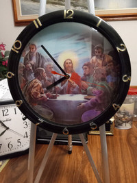 Wall Clocks, battery operated, Last Supper, glass front.