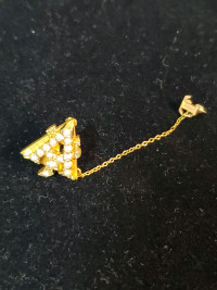 Antique 10k Gold Tie Pin A & T With Tiny Pearls