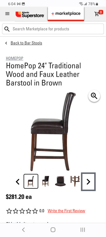 HomePop 24" Traditional Wood bar stool. Brand new in box. in Chairs & Recliners in City of Halifax - Image 2