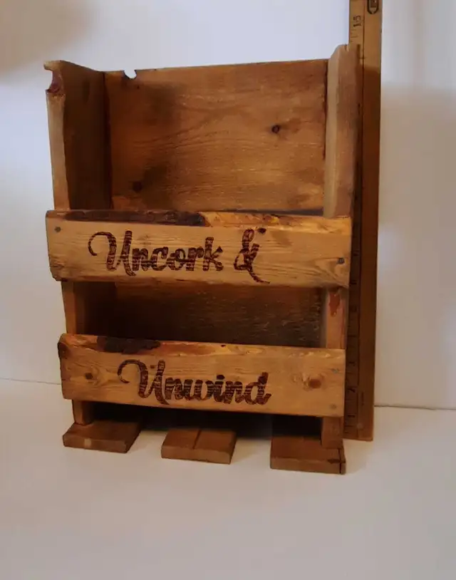 Rustic Wooden 'Uncork & Unwind' Wine Rack