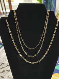 New 14k Gold Plated Sterling Silver PaperClip Necklaces 