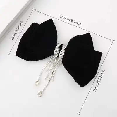 Elegant Bow Velvet Hairpin, Rhinestone Tassel Hairpin Headdress, View more