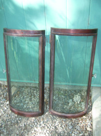Pair antique [1920s] curved glass cabinet doors