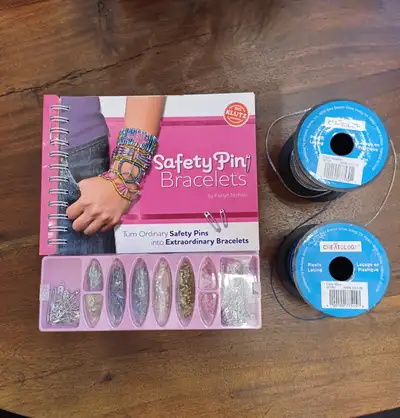 Klutz Craft Kit Safety Pin Bracelets and Plastic Lace, View more
