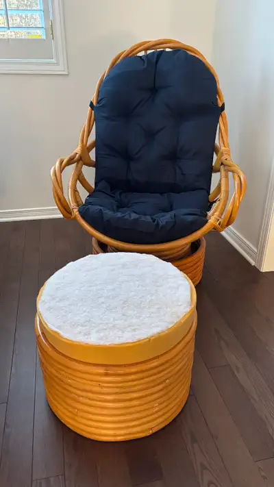 Rattan Chair and Ottoman, View more