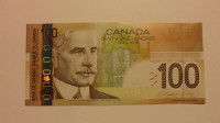 Canadian paper money $100.00 Dollar Bills (currency)