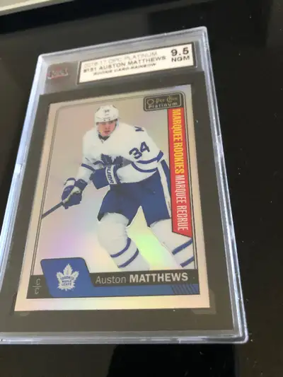 Auston Matthews OPC platinum rainbow rookie card graded KSA 9.5, View more