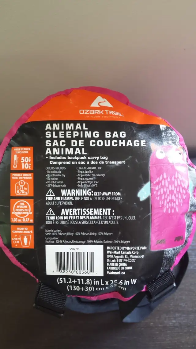 TWO "OZARK TRAIL" CHILDREN'S ANIMAL SLEEPING BAGS in Fishing, Camping & Outdoors in Kitchener / Waterloo - Image 7