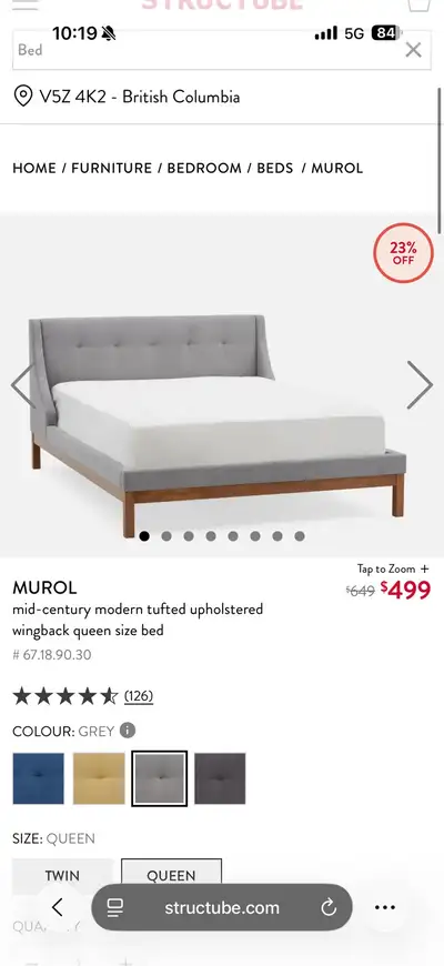 Moving Sale -  Murol Bed & Endy Mattress (Queen), View more