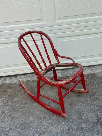 Garden Decor, Rustic, Red Rocking Chair. $10 . , View more