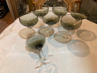 Lot de 19 coupes champagne Marie-Antoinette vintage cristal fumé