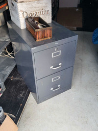 Grey metal file cabinet 