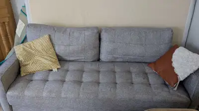 Grey Fabric Couch+coffee table+free bed side table, View more