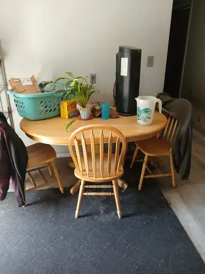 Solid Wood Kitchen Table and five chairs    $80.00, View more