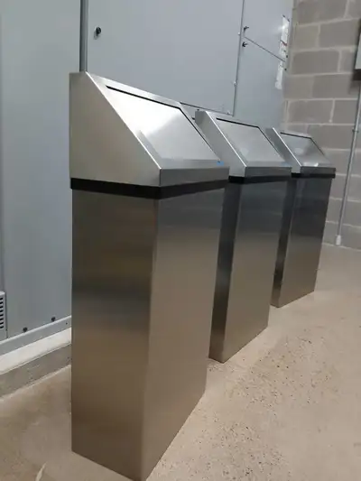 Frost 50L wall mounted brushed stainless steel Waste receptacle. 33 inch x 15.75 inch In new conditi...