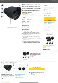 4 Silicone Skin Case Covers For Nest Cam Outdoor In Black