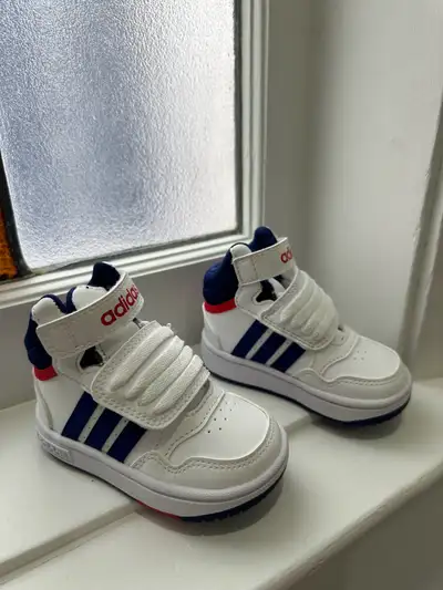Brand new in box baby boy Adidas Hoops Mid Sneakers size 5 US, View more