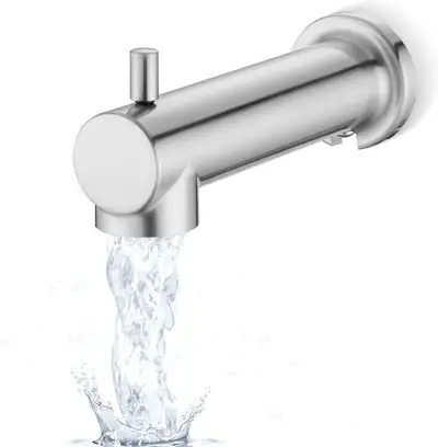 Slip on Extra Long Tub Spout with Diverter Universal Tub Diverter Spout for 1/2" Copper Water Pipe,...