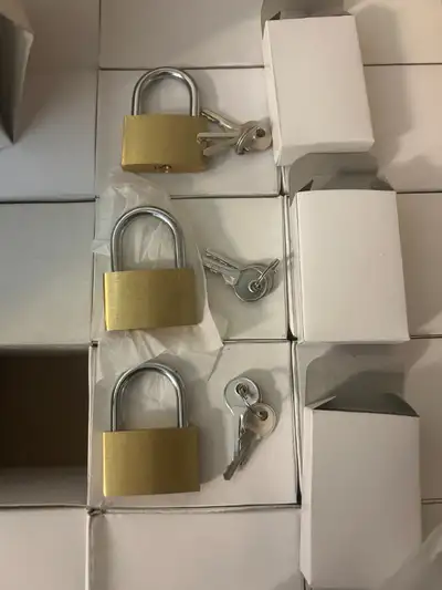 1  1/2" BRASS PAD LOCKS. MASTER CASE OF 300 LOCKS., View more