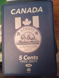 Canadian 5 cent Nickels Collection 1920 to 2009.