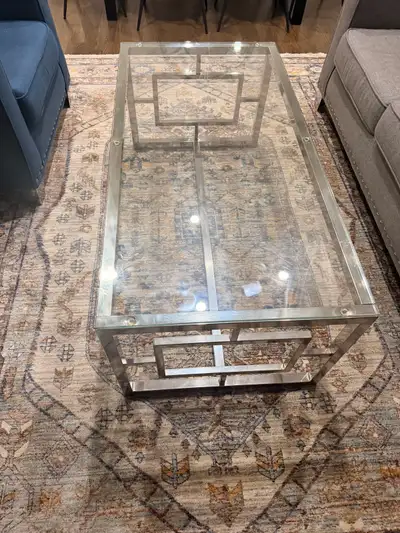 glass coffee table + end table, View more