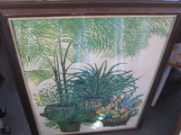 Vintage Framed Ida Pellei Floral Lithograph Mid Century Print