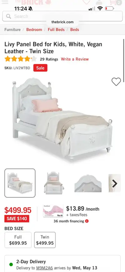 Livy Panel Bed - White, View more